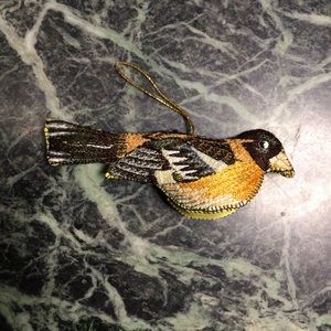 Embroidered bird ornament